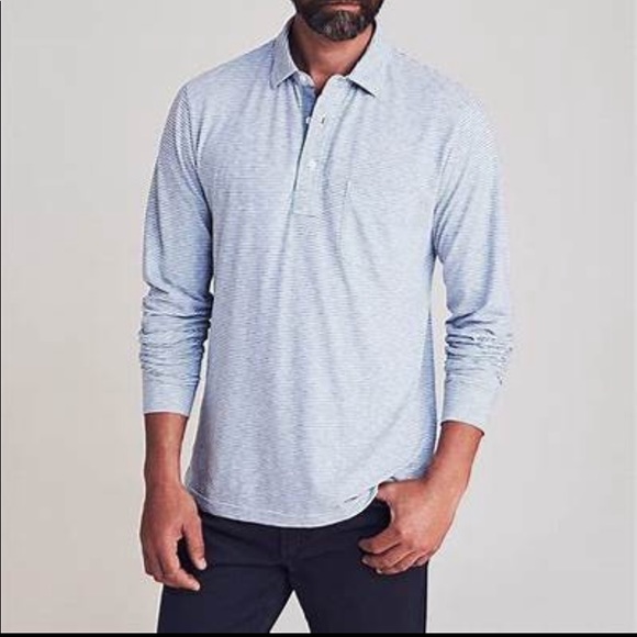 Faherty Other - Faherty long sleeve soft stripe polo blue gray M